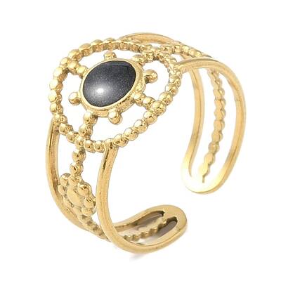 Ion Plating(IP) 304 Stainless Steel Enamel Helm Cuff Finger Rings