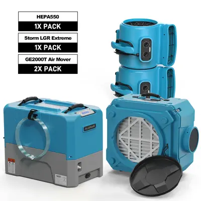 Alorair Water Damage Restoration Equipment, Storm LGR Extreme Commercial Dehumidifier*1, HEPA 550 Air Scrubber*1, GE2000T Air...
