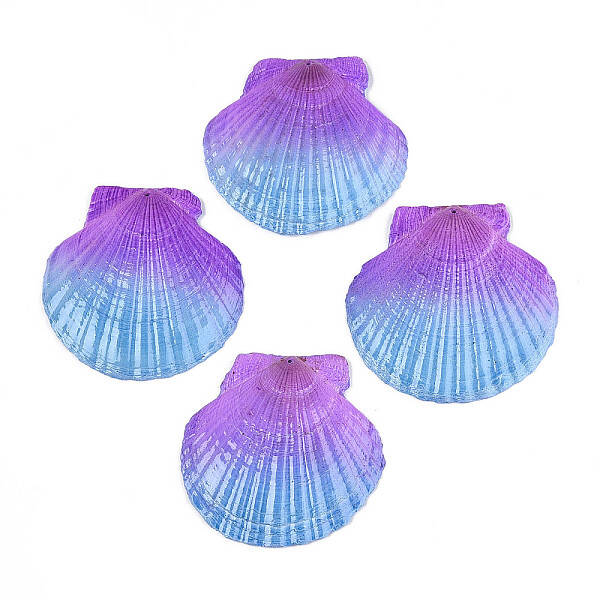 Spray Painted Natural Scallop Shell Big Pendants