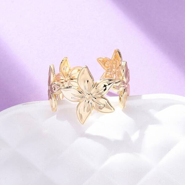 Brass Adjustable Open Cuff Rings for Women