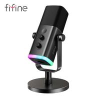 FIFINE AM8 XLR/USB Gaming Microphone for Podcast Recording, Dynamic RGB Mic with Quick Mute, headphone jack, Gain Knob, Volum...