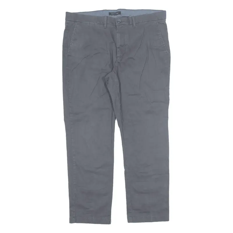 TOMMY HILFIGER Chino Trousers Grey Regular Straight Mens W36 L20