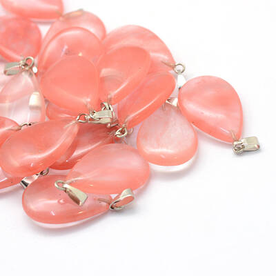 Teardrop Cherry Quartz Glass Pendants