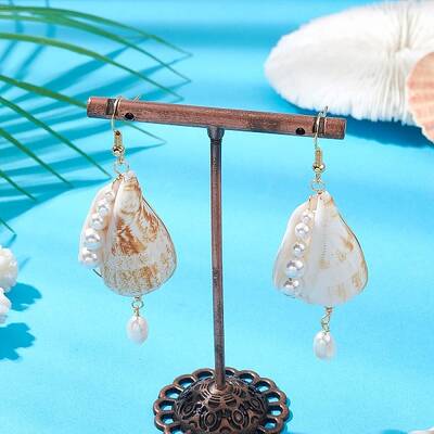 Natural Conch Shell Dangle Earrings