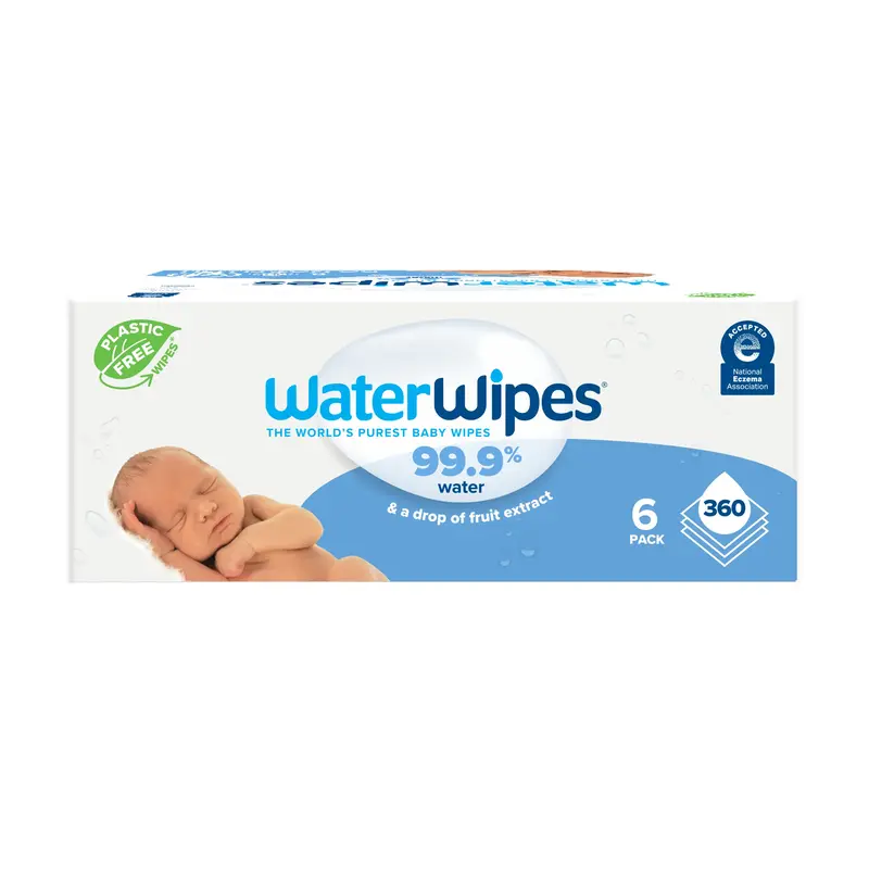 WaterWipes Original Plastic-Free 99.9% Water Based Baby Wipes, Unscented & Hypoallergenic for Sensitive Skin | 360 Count (6 P...