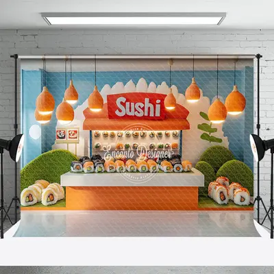 Aperturee Light Japanese Sushi Restaurant Cake Smash Backdrop, 3X2FT(1MX0.6M), 14 USD, birthday cake smash backdrops, ENHD2J4...