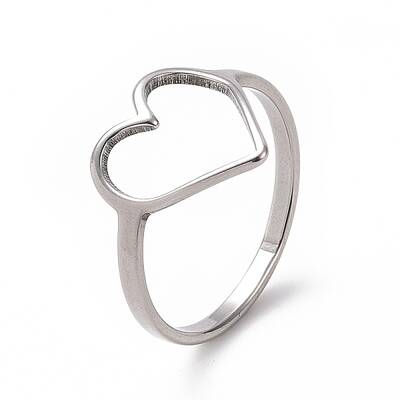 Non-Tarnish 201 Stainless Steel Heart Finger Ring