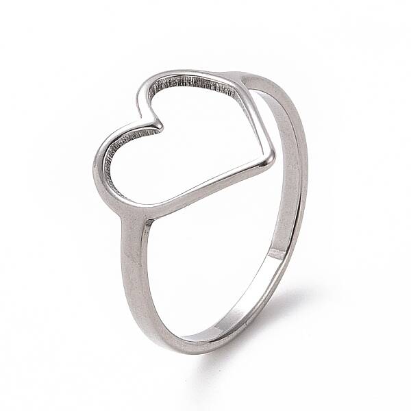 Non-Tarnish 201 Stainless Steel Heart Finger Ring