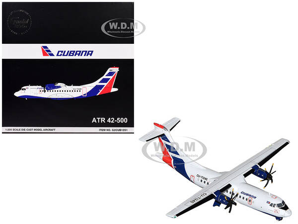 ATR 42-500 Commercial Aircraft Cubana (CU-T1240) White with Blue and Red Tail Gemini 200 Series 1/200 Diecast Model Airplane ...