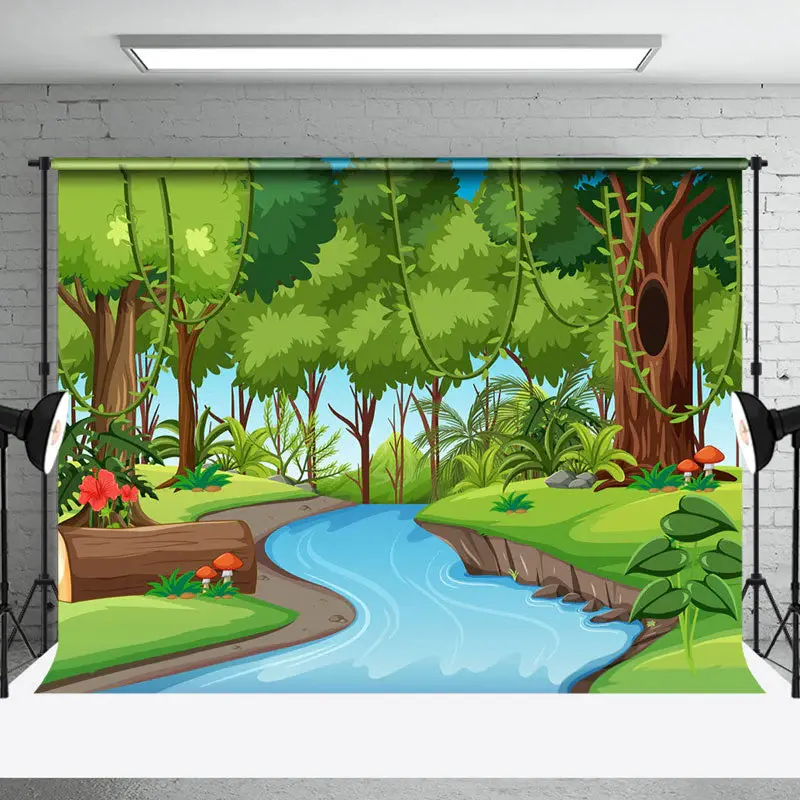 Dynamic Spring Forest Stream Photography Backdrop - Aperturee
