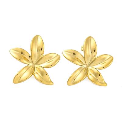Ion Plating(IP) 304 Stainless Steel Flower Stud Earrings