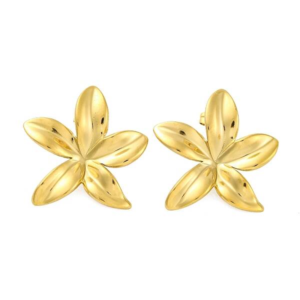 Ion Plating(IP) 304 Stainless Steel Flower Stud Earrings