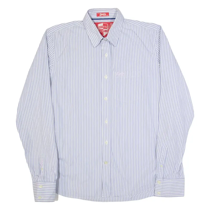 SUPERDRY Mens Shirt Blue Striped Long Sleeve 2XL