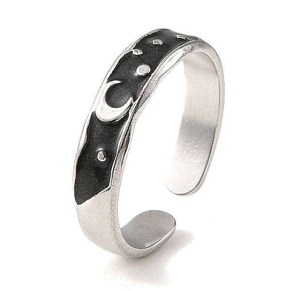 304 Stainless Steel Enamel Open Cuff Rings for Women