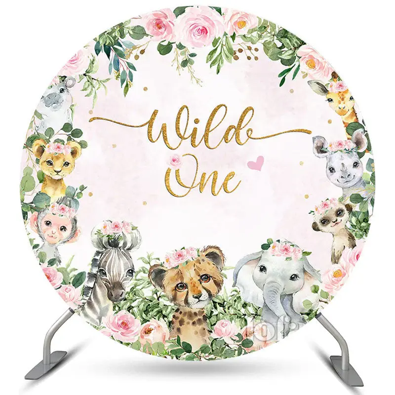 Aperturee Safari Pink Theme Wild One Circle Birthday Backdrop | Cake Smash Backdrop | Simple Backdrop For Birthday | Name Bac...