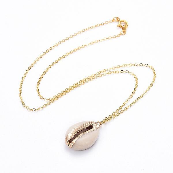 Electroplate Cowrie Shell Pendants Necklaces