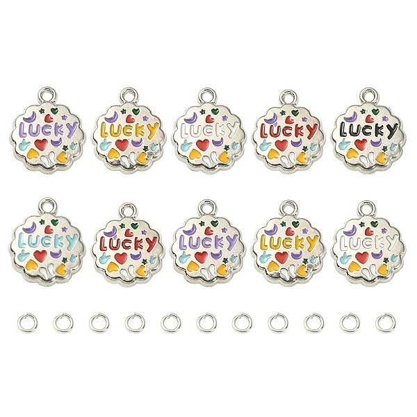 10Pcs Alloy Enamel Pendants