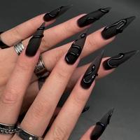 3D Snake Pattern Matte Fake Nails with Nail File & Tape, 24pcs/set Long Almond False Nails for Women & Girls DIY Nail Art, Ef...
