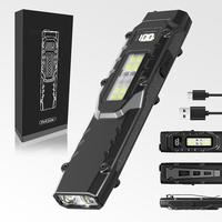 EDC Flat Tactical Flashlight with Clip, 1500 Lumens USB-C Rechargeable Pocket Work Lights Compact Multi-Mode LED Lamp with Wh...