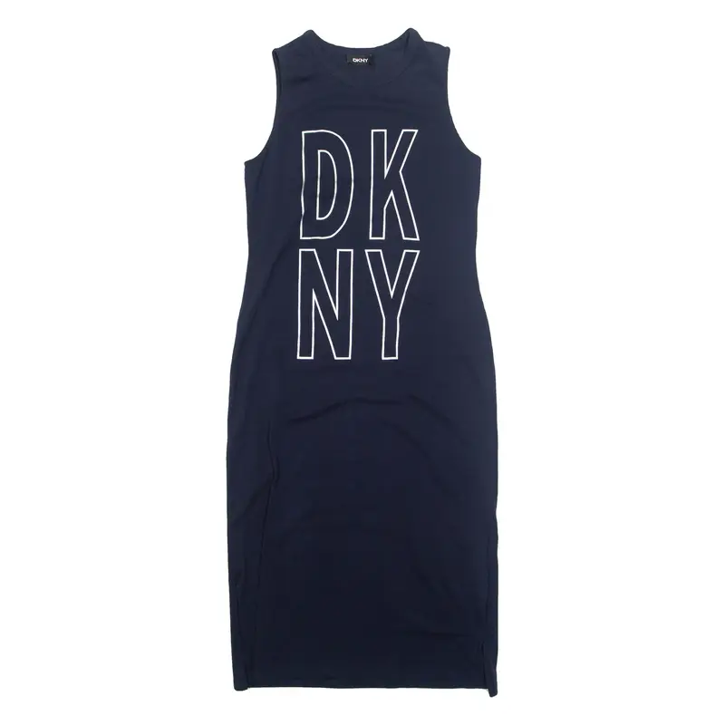 DKNY Womens Tank Dress Blue Sleeveless Midi S