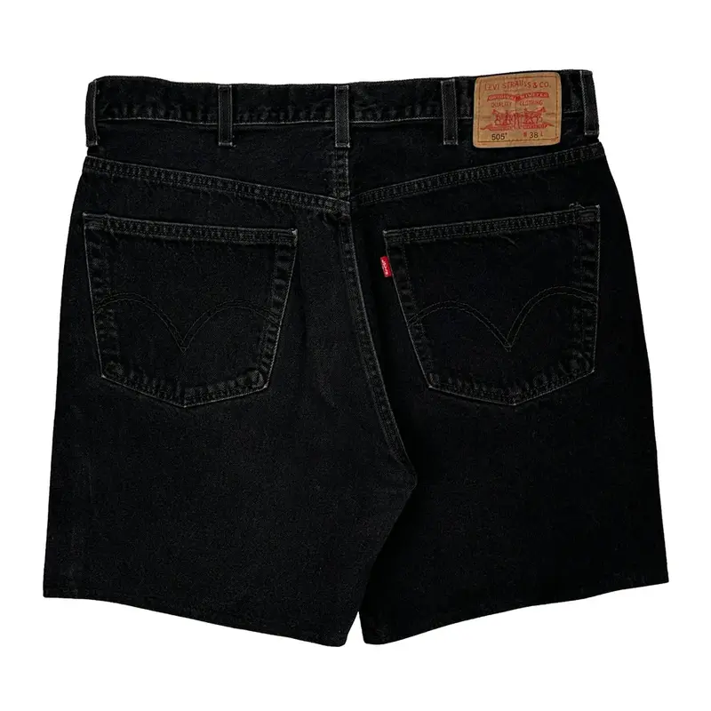 505 Levis Denim Shorts - 37W 7L Black Cotton