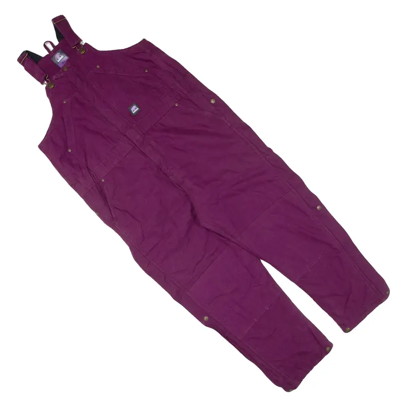 BERNE Double-knee Quilted Lined Workwear Boys Overalls Maroon Relaxed XL W42 L26