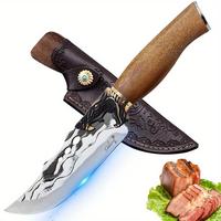 1PC professional kitchen chef knife, with scabbard, meat cleaver, kitchen convenience cooking knife, patterned stainless stee...