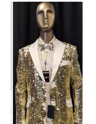 Men's Blazer White ~ Gold Tuxedo Dinner Jacket And Blazer Two Toned