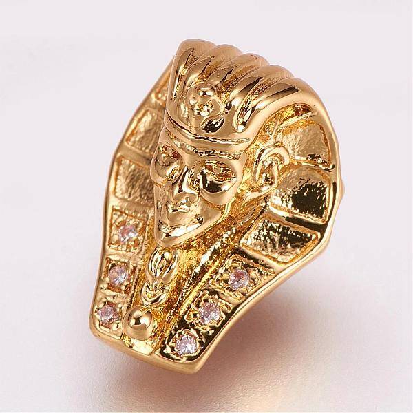 Brass Micro Pave Cubic Zirconia Beads