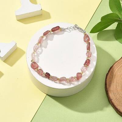 Natural Strawberry Quartz Beads Bracelets for Women