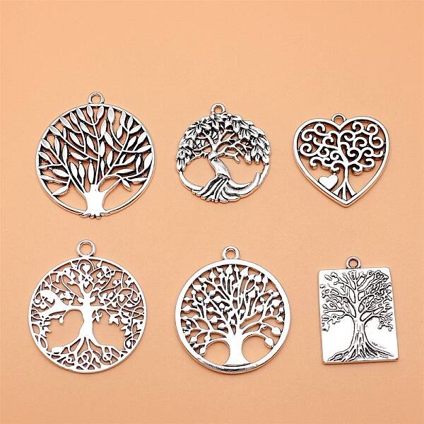 6Pcs Tibetan Style Alloy Pendants