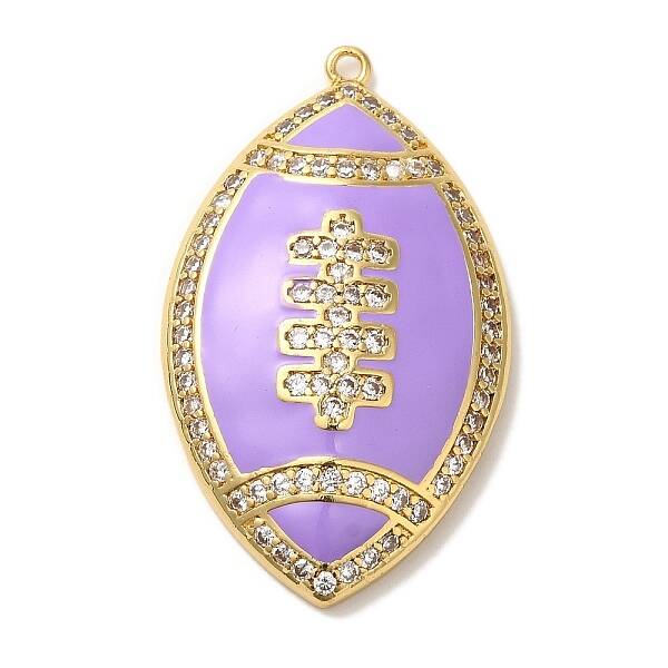 Rack Plating Brass Enamel with Cubic Zirconia Pendant
