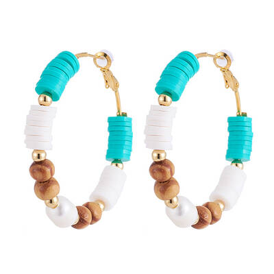 Brass Heishi Beaded Hoop Earrings