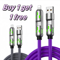 [Buy 1 get 1 free] 4-in-1 USB-C Cable, PD Fast Charging, Data Sync, USB-A, Type-C, Lightning,  Aluminum, Compatible Charger E...