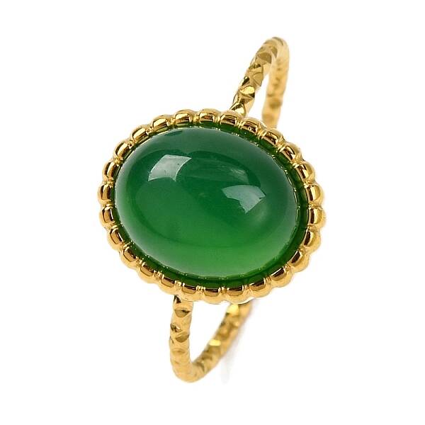 Oval Natural Dyed & Heated Green Onyx Agate Finger Rings