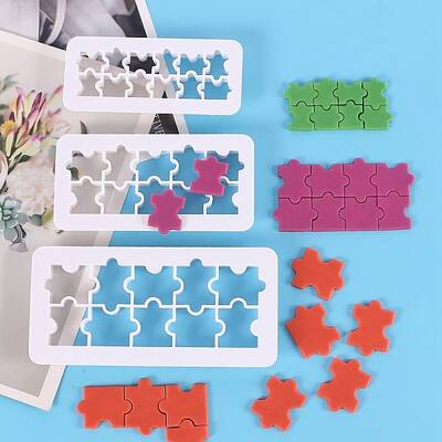 3 Sizes Puzzle Food Grade Plastic Cookie Cutters Sets
