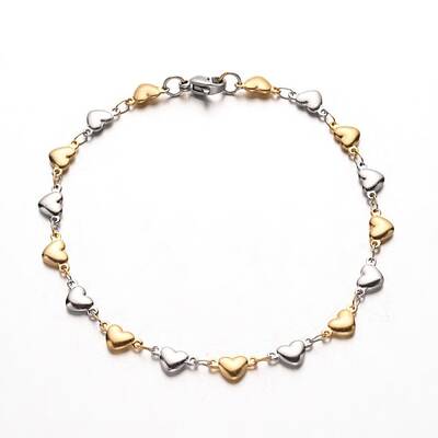 304 Stainless Steel Heart Link Bracelets