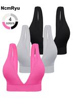 Women's Seamless V-neck High Elastic Back Tight Sports Bra Summer Outdoor Sports Running Base Clothes Gym Workout Riding Yoga...