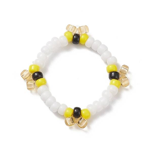 Glass Seed Beads Stretch Finger Rings for Women