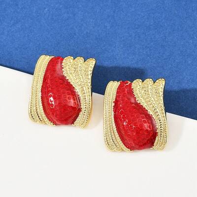 Brass Rectangle Stud Earrings