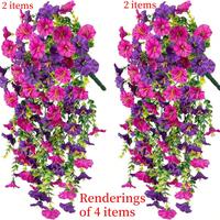 Artificial Morning Glory Vine, 2 Counts/Set Fake Flower Vine, Decorative Flowers For Home Party Wedding Outdoor Yard Wall Han...