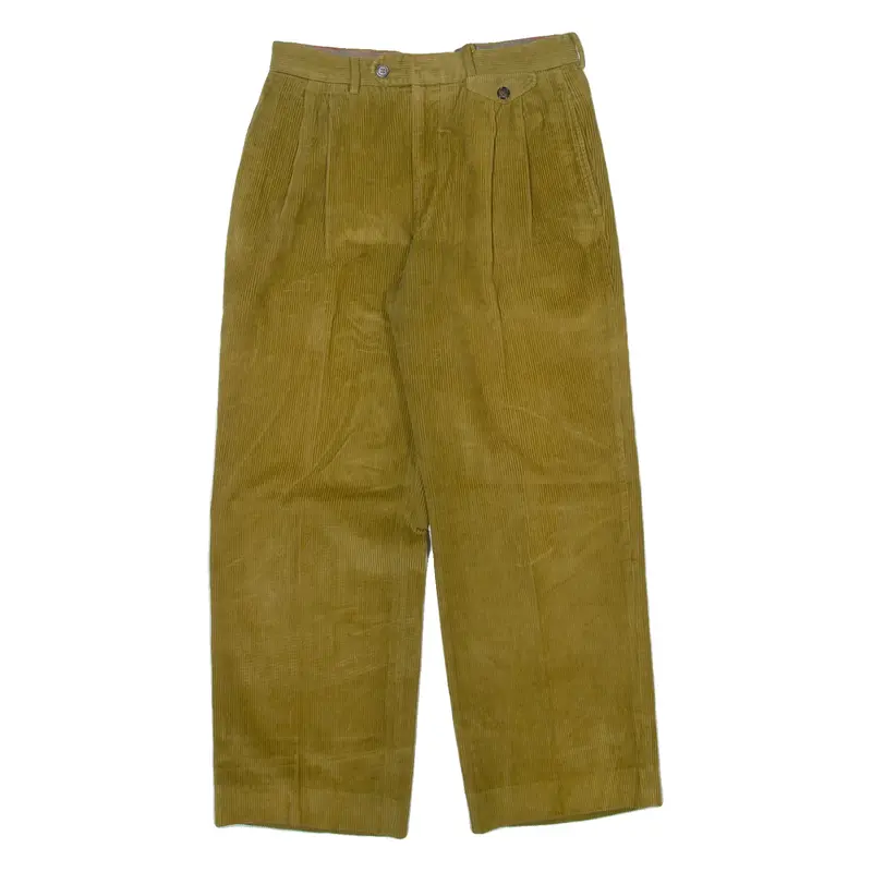 SAMUEL MEYER Mens Corduroy Trousers Green Relaxed Straight W28 L28