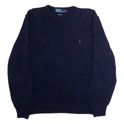 POLO RALPH LAUREN Mens Jumper Blue Crew Neck Chunky Knit 2XL