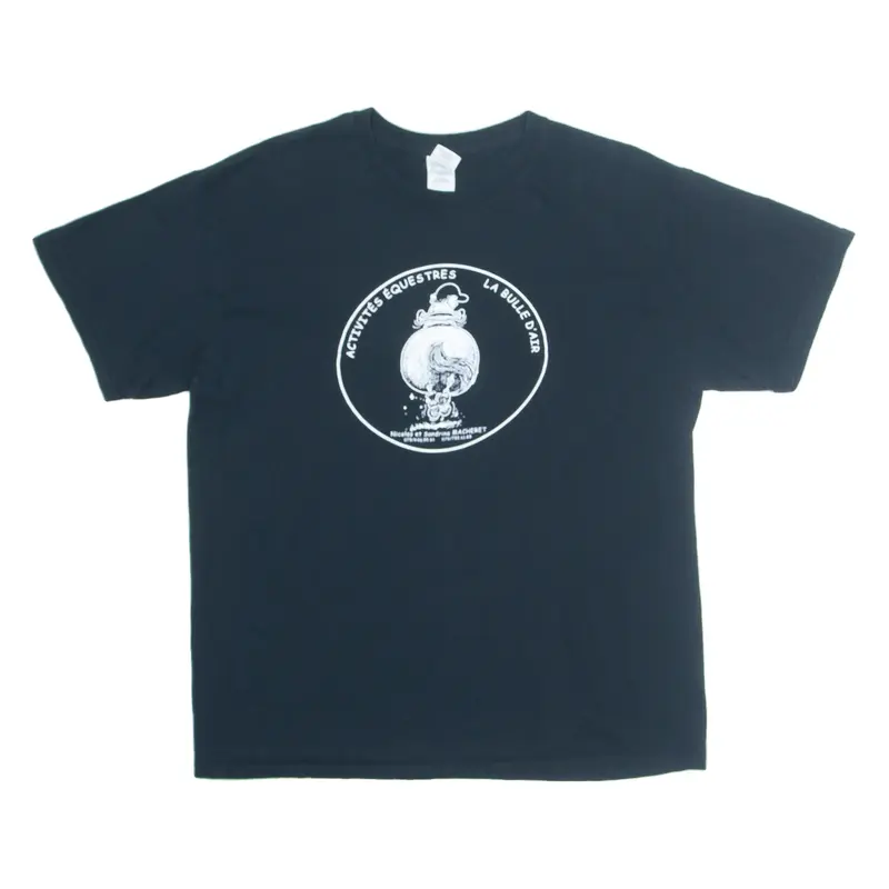 GILDAN French Mens T-Shirt Black L