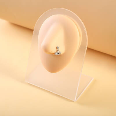 316L Surgical Stainless Steel Micro Pave Clear Cubic Zirconia L-Shaped Nose Rings