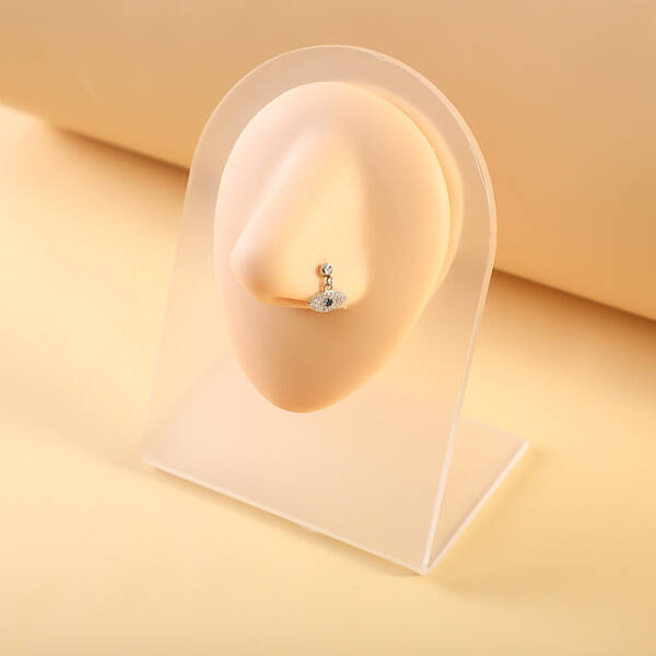 316L Surgical Stainless Steel Micro Pave Clear Cubic Zirconia L-Shaped Nose Rings
