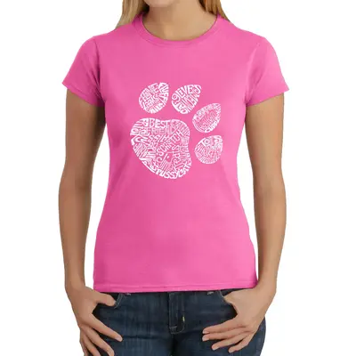 Cat Paw - Women's Word Art T-Shirt - Black - Medium