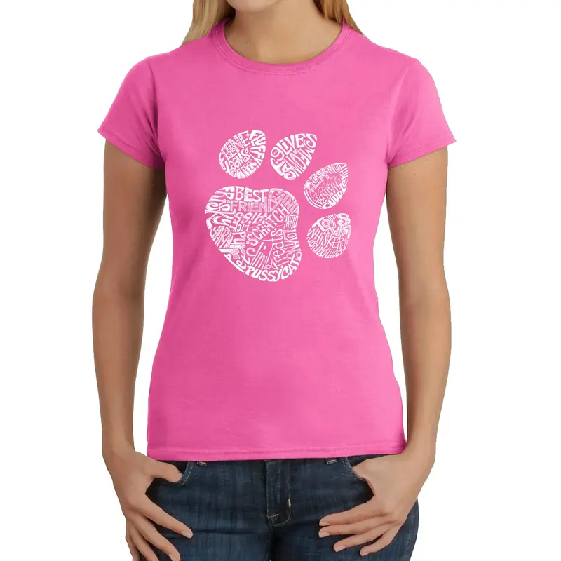 Cat Paw - Women's Word Art T-Shirt - Black - Medium