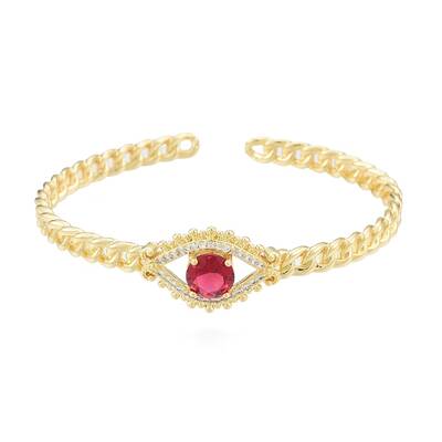 Cubic Zirconia Horse Eye Open Cuff Bangle