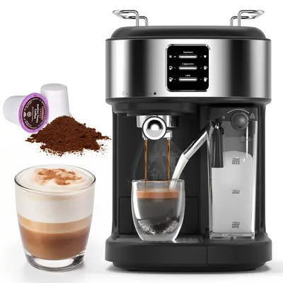 COWSAR Espresso and Cappuccino Machine, 20Bar Latte Machine with Automatic Milk Frother, 3 in 1 Professional Semi-Automatic E...